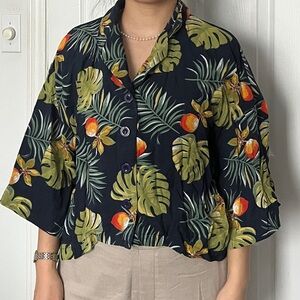 Floral Print Black Blouse